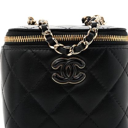 Chanel Lambskin Quilted Mini Enamel Vanity Case With Chain Black 8 of 11