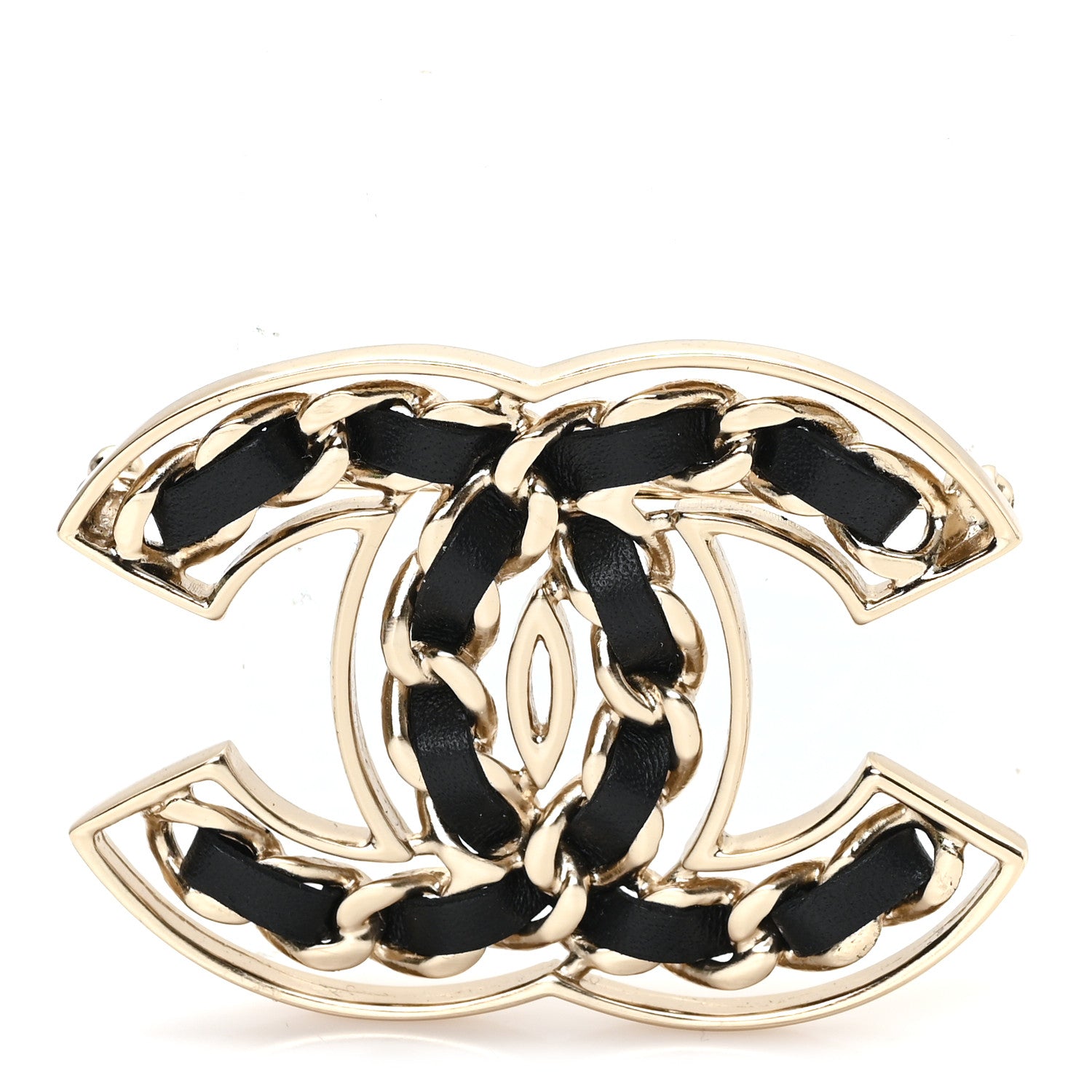 Chanel Lambskin Chain CC Brooch Black Gold 1 of 4