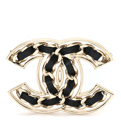 Chanel Lambskin Chain CC Brooch Black Gold 1 of 4