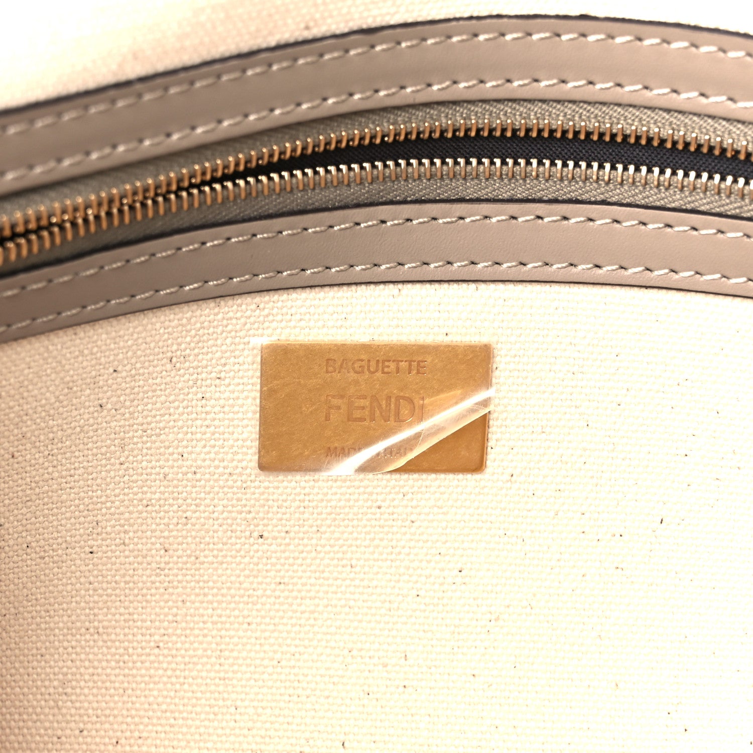 Fendi Canvas Vitello Seta FF Multicolor Embroidered Baguette Grezzo Multicolor Tortora 6 of 12