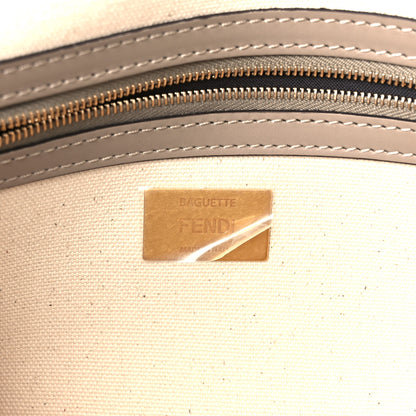 Fendi Canvas Vitello Seta FF Multicolor Embroidered Baguette Grezzo Multicolor Tortora 6 of 12