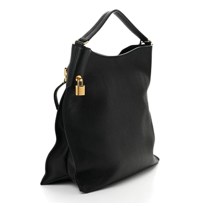 Tom Ford Pebbled Calfskin Large Alix Padlock Zip Hobo Bag Black 4 of 11