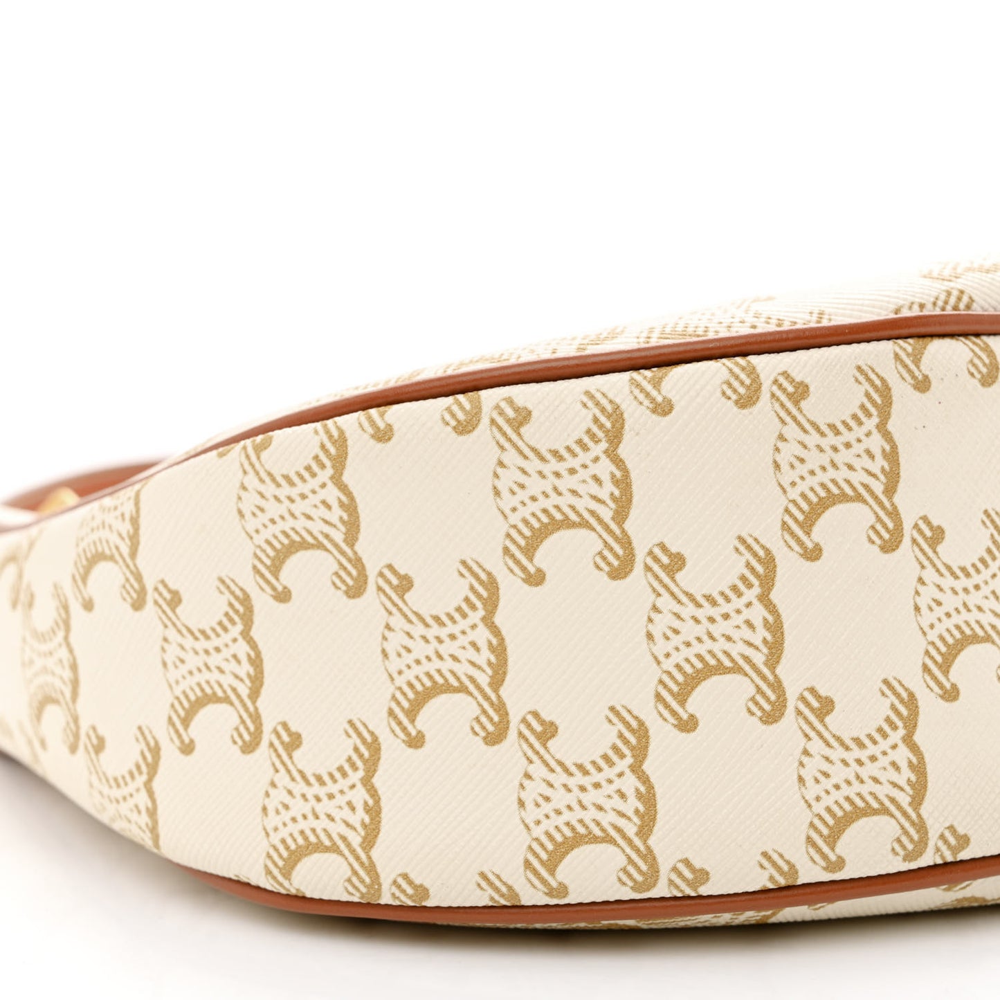 Canvas Calfskin Ava Triomphe Shoulder Bag White