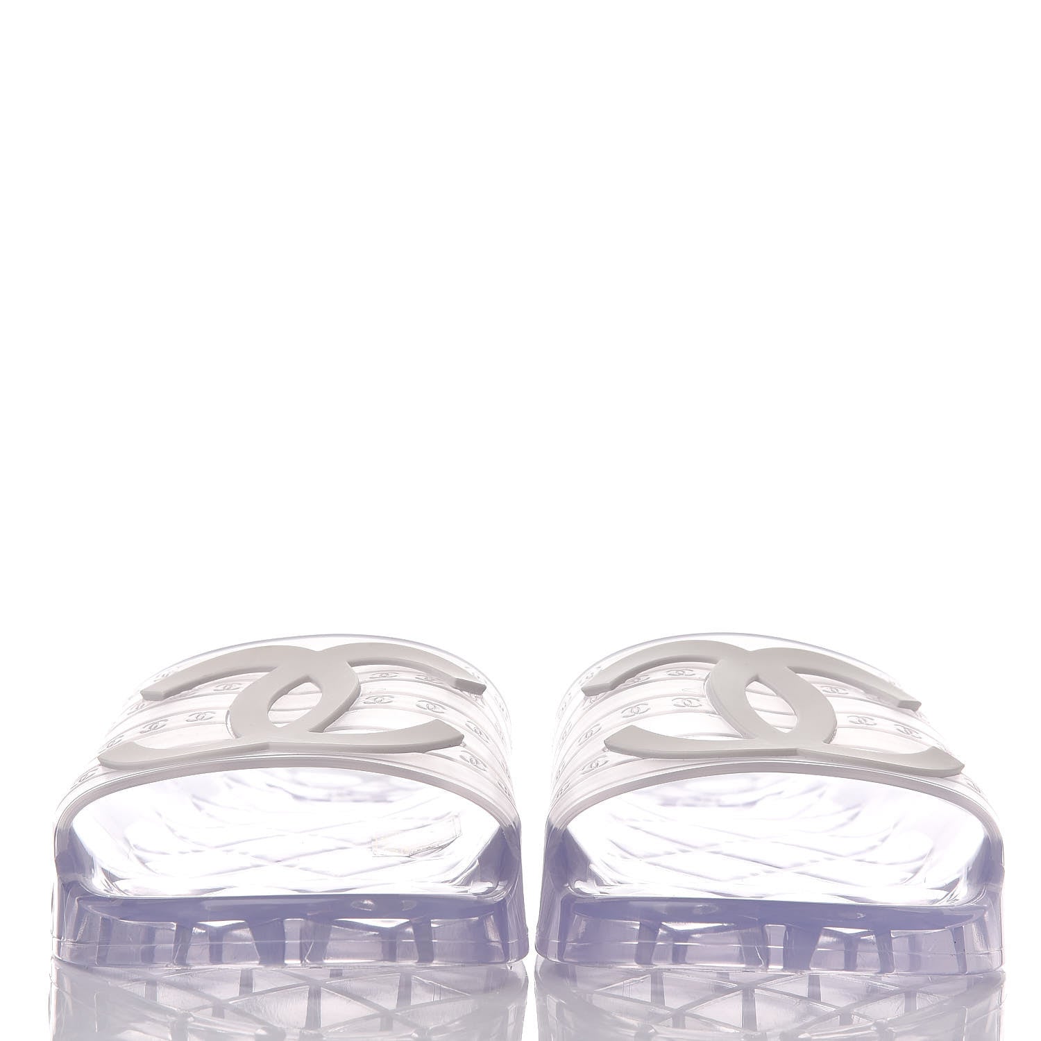 Chanel PVC Transparent CC Flat Slide Sandals 39 White 2 of 9