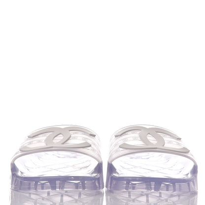 Chanel PVC Transparent CC Flat Slide Sandals 39 White 2 of 9