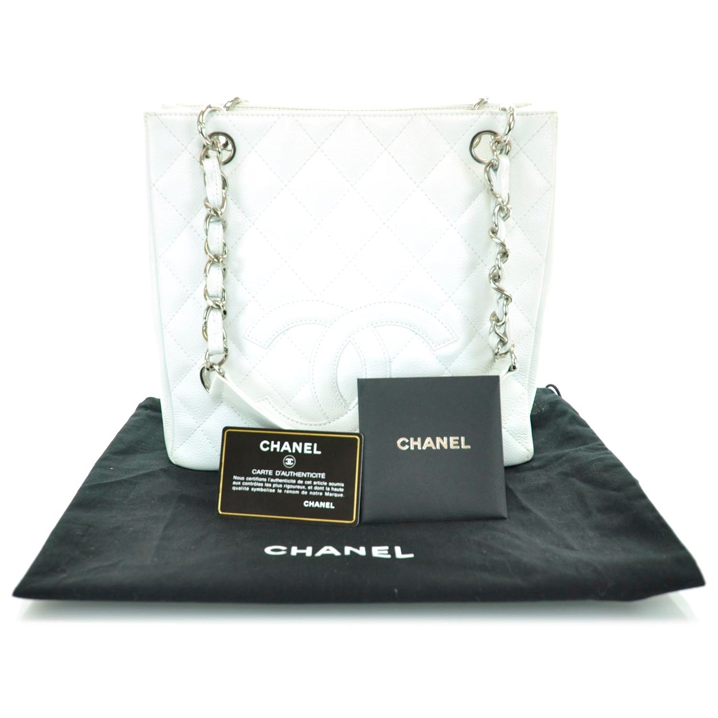 Caviar Petit Shopping Tote PST White
