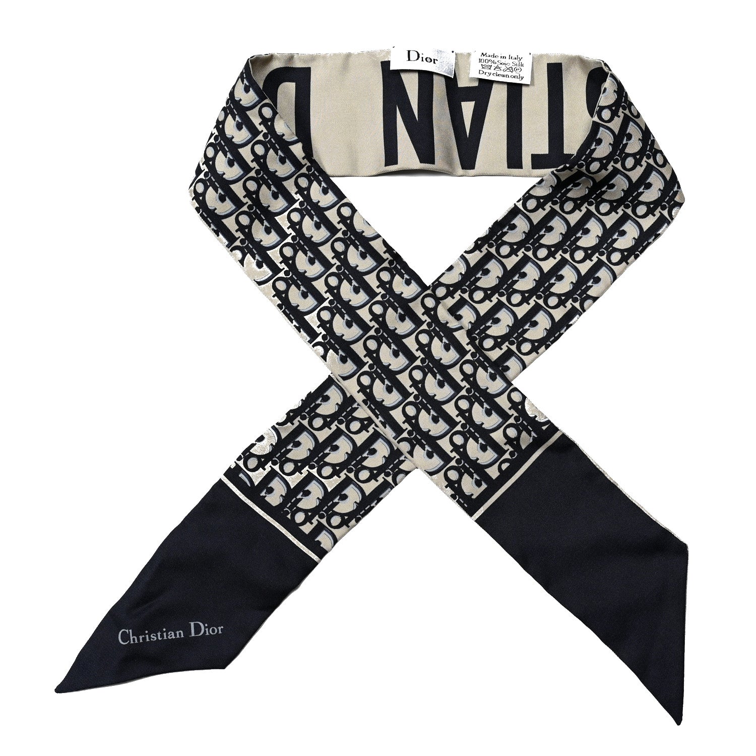 Christian Dior Silk Oblique Mitzah Scarf Blue 1 of 3
