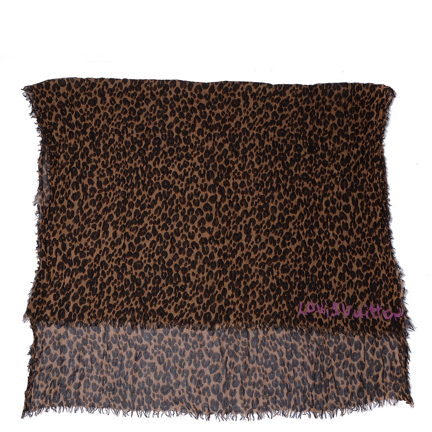 Louis Vuitton Cashmere Silk Leopard Stole Brown 3 of 6
