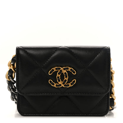 Chanel Lambskin Quilted Chanel 19 Flap Belt Bag Black 1 of 12