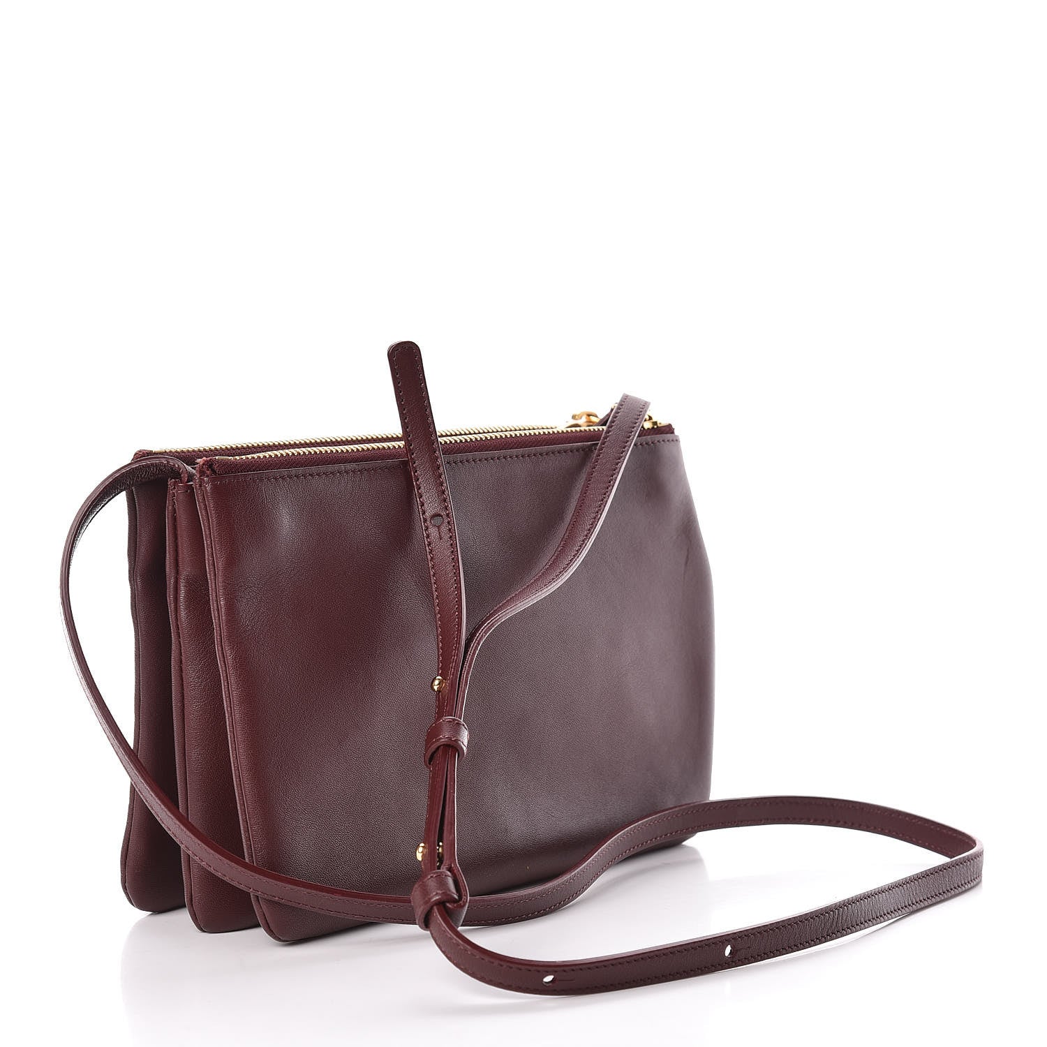 Celine Lambskin Small Trio Crossbody Bag Burgundy 3 of 13