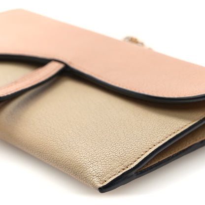 Christian Dior Grained Calfskin Saddle Chain Wallet Pouch Beige Taupe 10 of 10