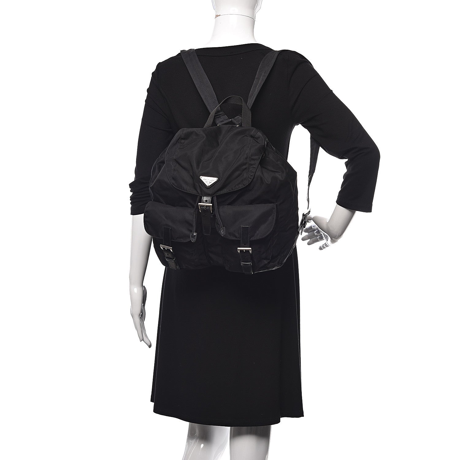 Prada Nylon Vela Medium Backpack Black 2 of 17