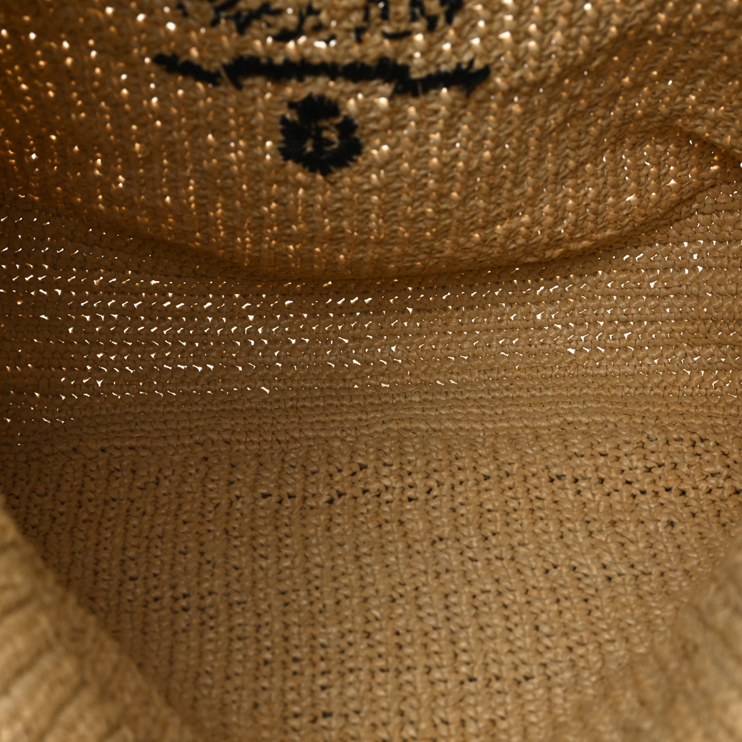 Yarn Raffia Effect Crochet Embroidered Logo Tote Naturale