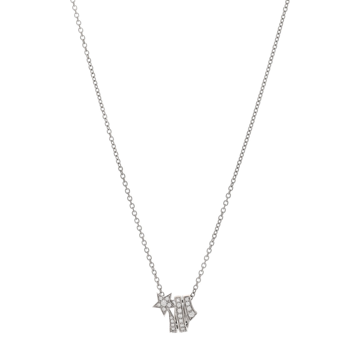 Chanel 18K White Gold Diamond Comete Geode Pendant Necklace 1 of 6