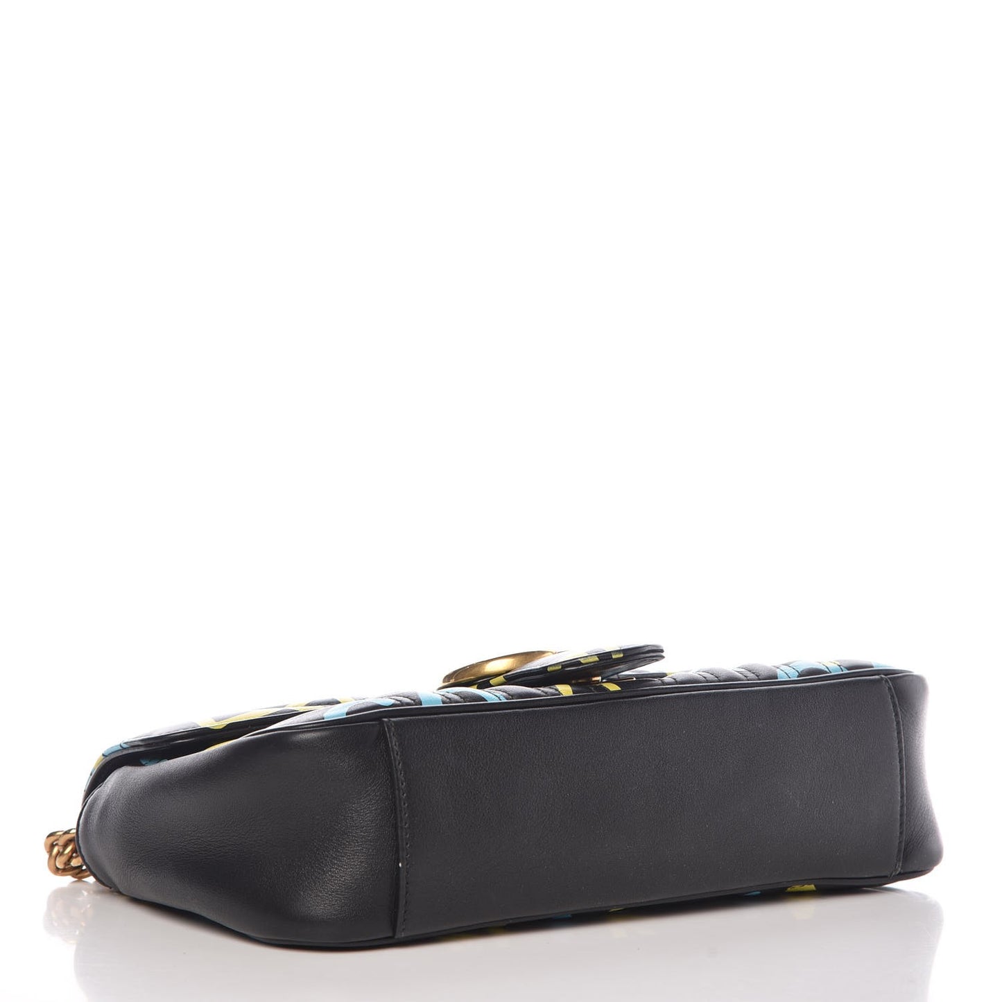 Calfskin Matelasse GucciGhost Small GG Marmont Shoulder Bag Black New Acquamarine