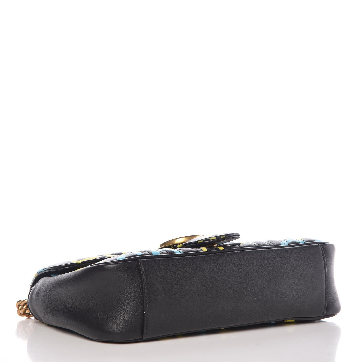 Gucci Calfskin Matelasse GucciGhost Small GG Marmont Shoulder Bag Black New Acquamarine 4 of 8