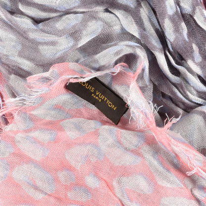 Louis Vuitton Cashmere Silk Leopard Etole Stole Purple Pink 5 of 5