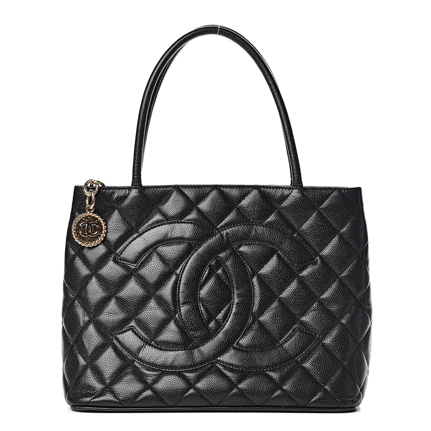 Caviar Quilted Medallion Tote Black