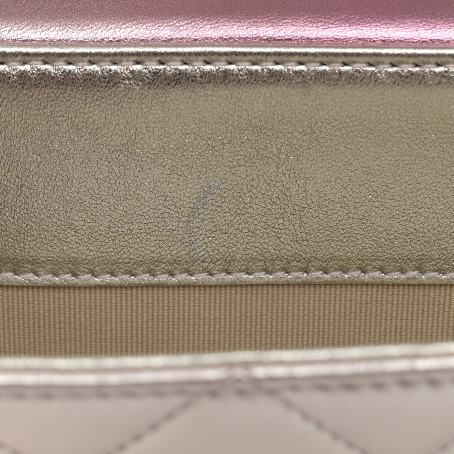 Metallic Lambskin Quilted Large Like A Wallet Flap Golden Pink