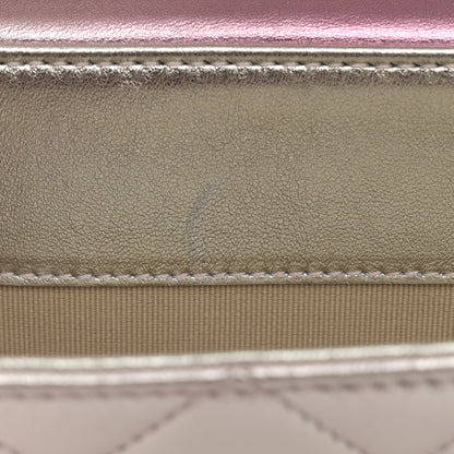 Chanel Metallic Lambskin Quilted Large Like A Wallet Flap Golden Pink 12 of 15