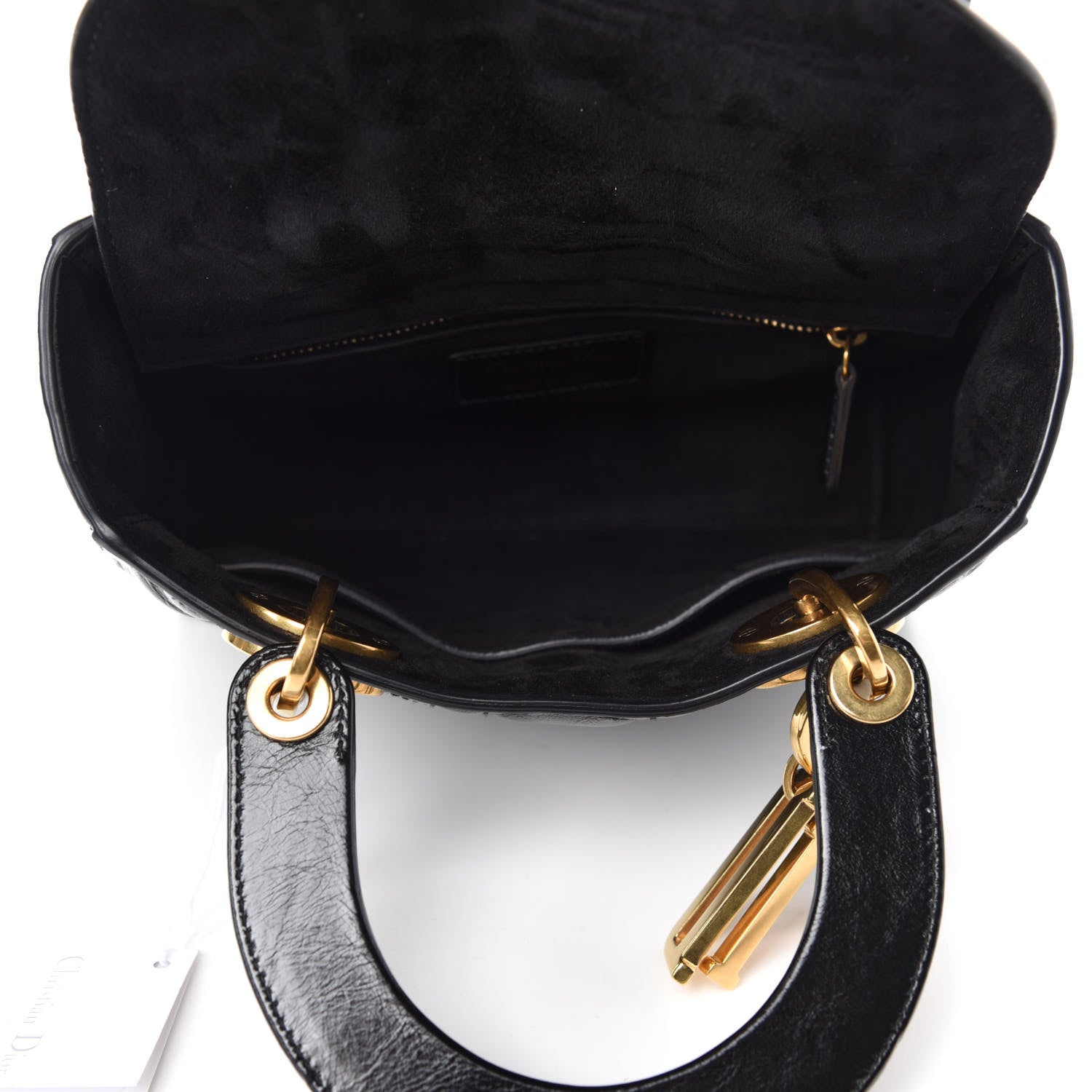 Christian Dior Crinkled Patent Cannage Small Lucky Badges My Lady Dior Black 5 of 11