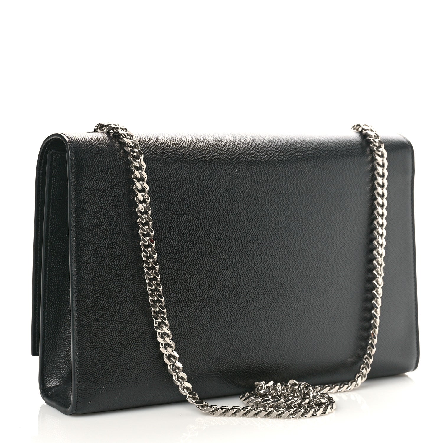 Saint Laurent Grain De Poudre Large Classic Monogram Kate Satchel Black 3 of 9