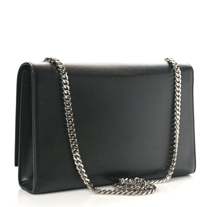 Saint Laurent Grain De Poudre Large Classic Monogram Kate Satchel Black 3 of 9