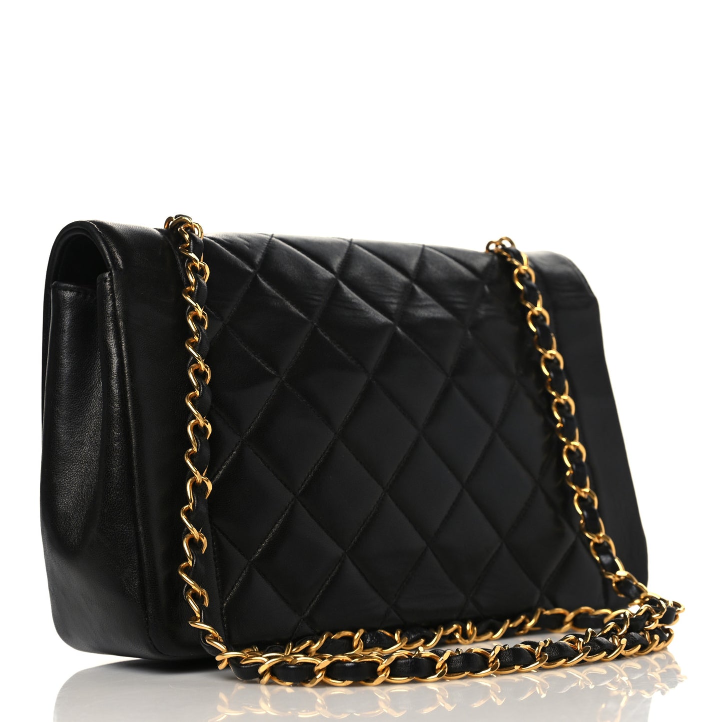 Lambskin Quilted Medium Single Flap Black