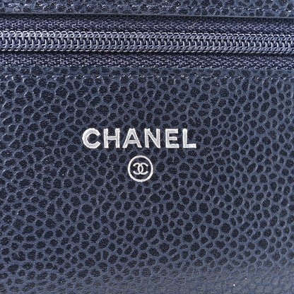 Chanel Caviar Quilted Wallet on Chain WOC Navy Blue 6 of 12