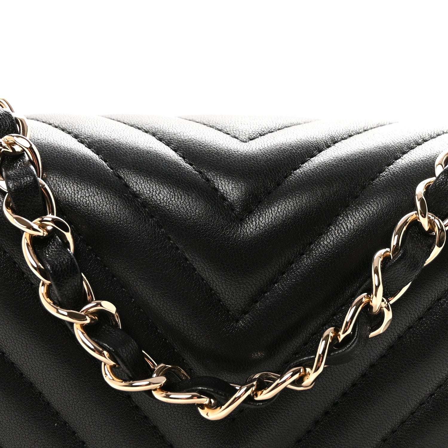 Chanel Lambskin Chevron Quilted Mini Square Flap Black 8 of 11