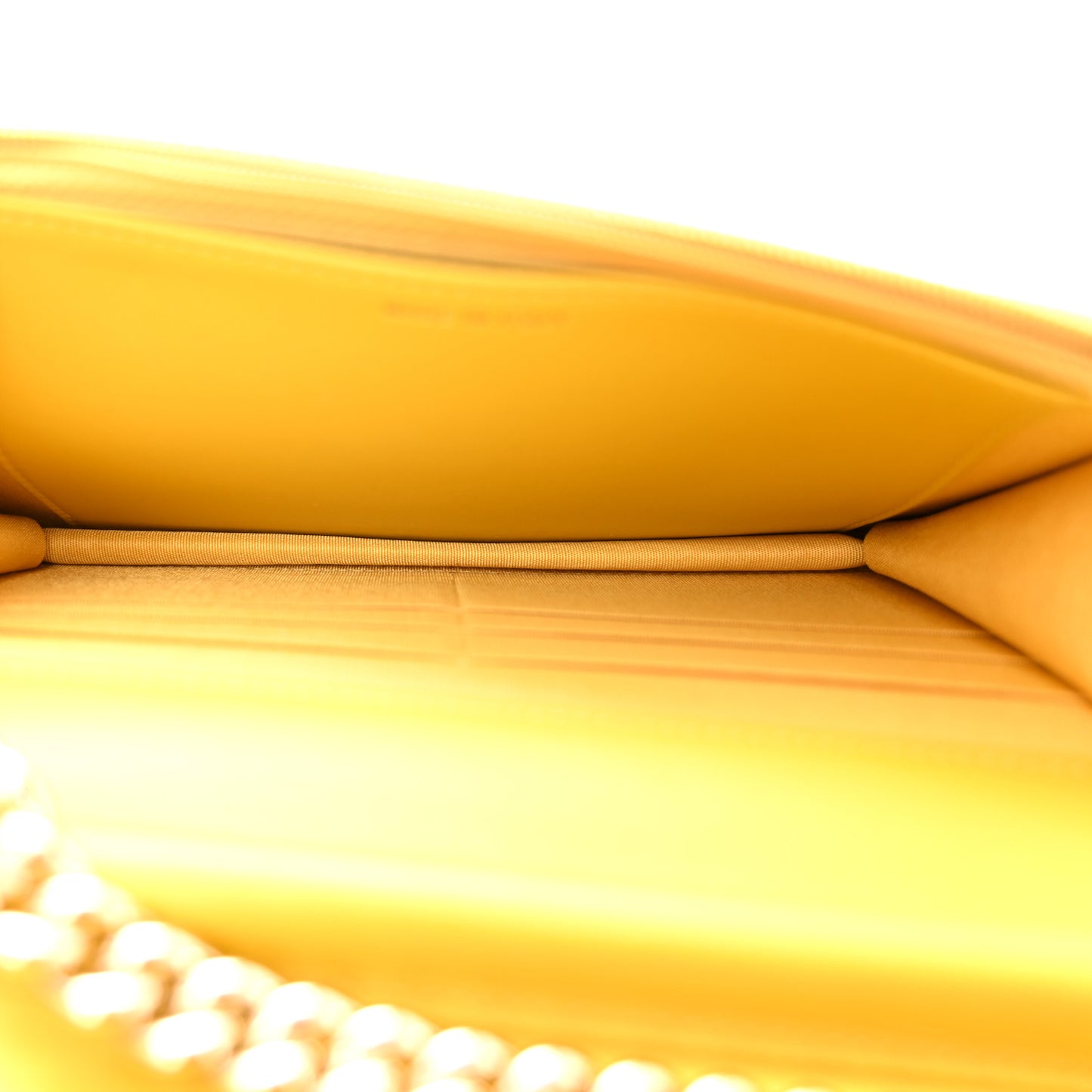 Caviar Chevron Quilted Boy Wallet On Chain WOC Yellow Yellow