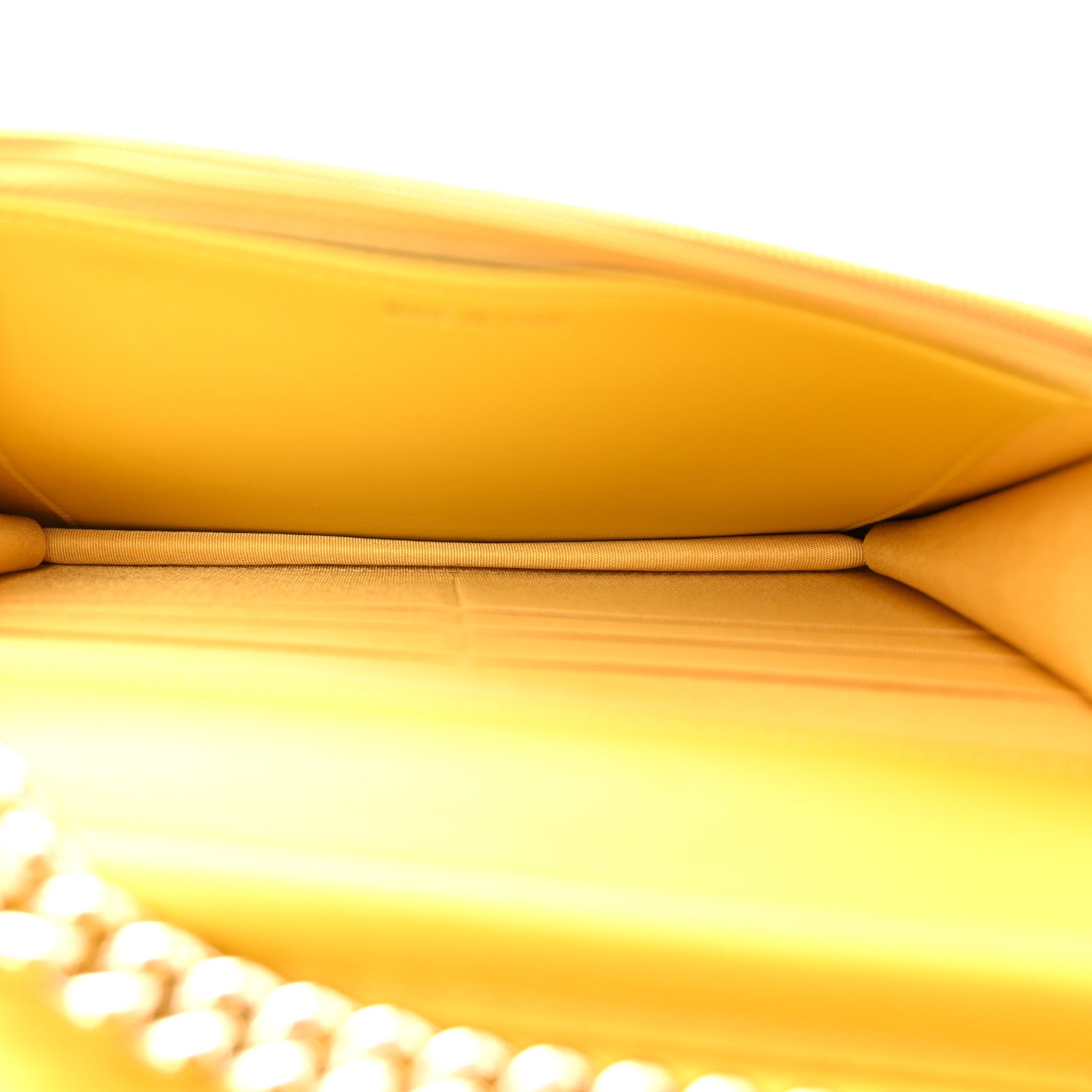 Chanel Caviar Chevron Quilted Boy Wallet On Chain WOC Yellow Yellow 5 of 15