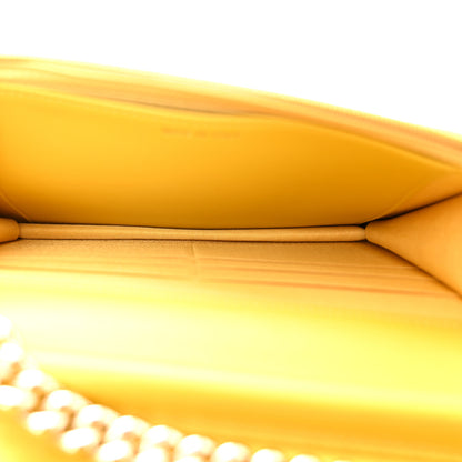 Chanel Caviar Chevron Quilted Boy Wallet On Chain WOC Yellow Yellow 5 of 15