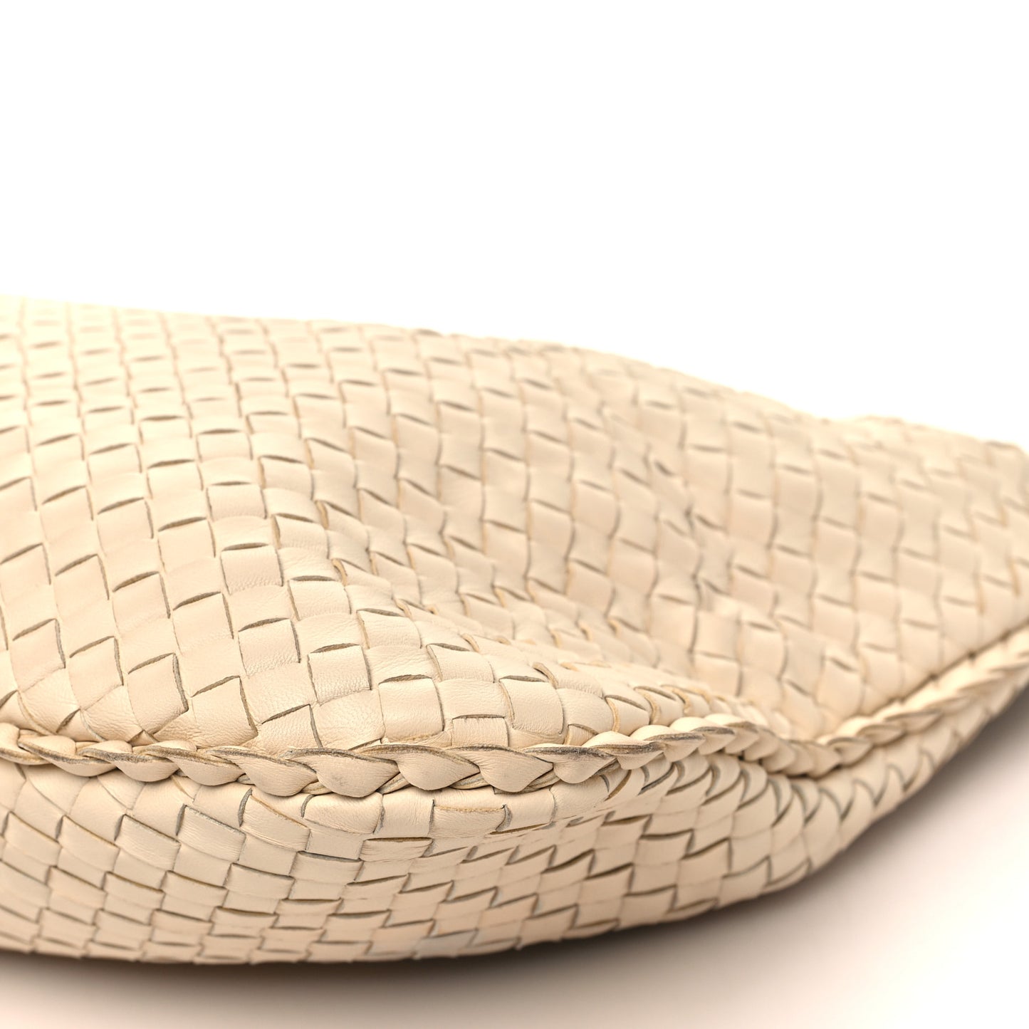 Nappa Intrecciato Large Belly Veneta Hobo White