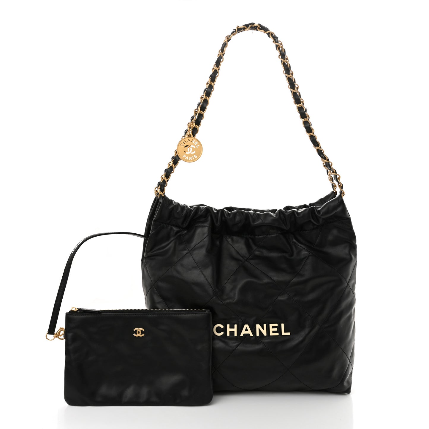 Calfskin Quilted Small Chanel 22 Black