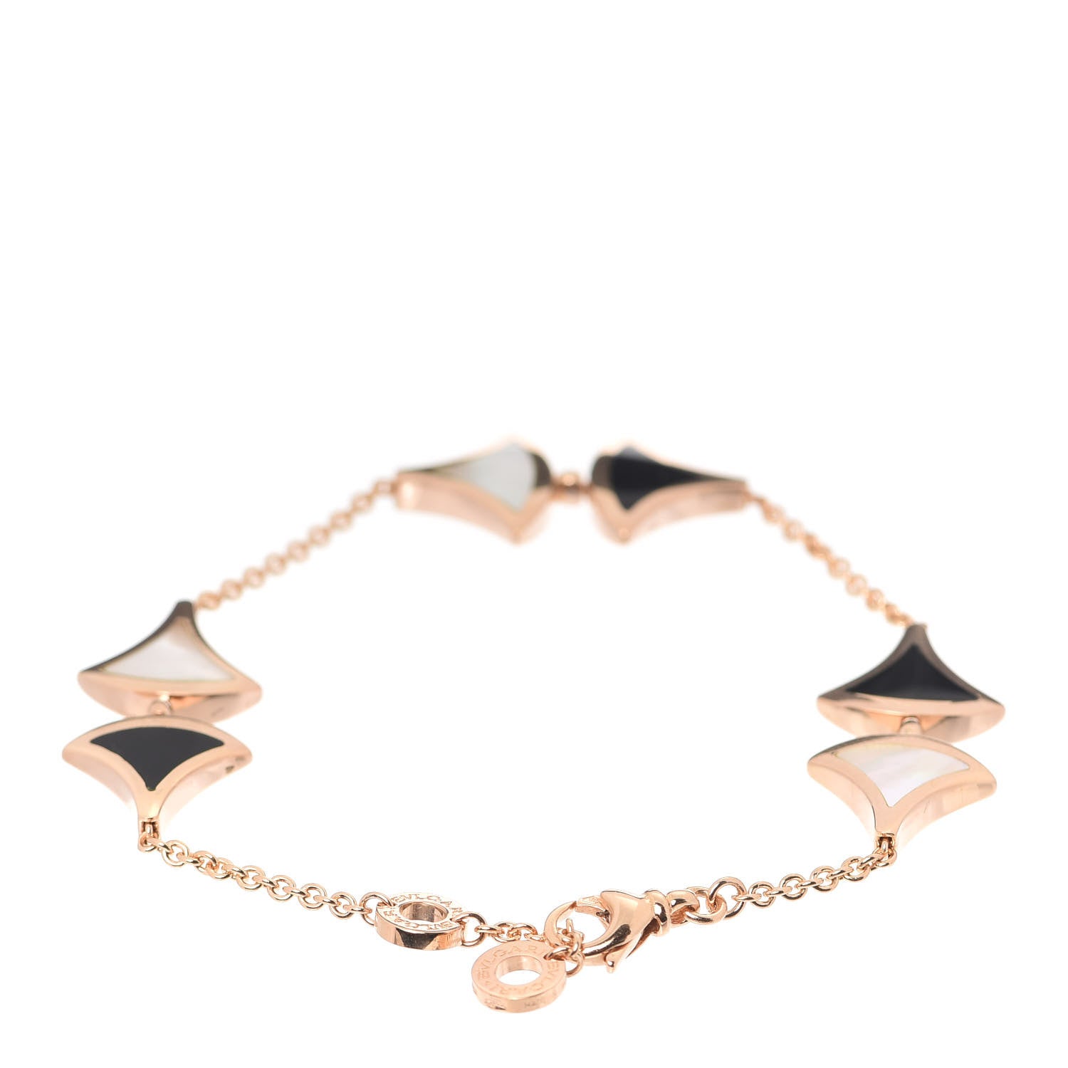 Bulgari 18K Rose Gold Mother of Pearl Black Onyx Divas' Dream Bracelet 3 of 6