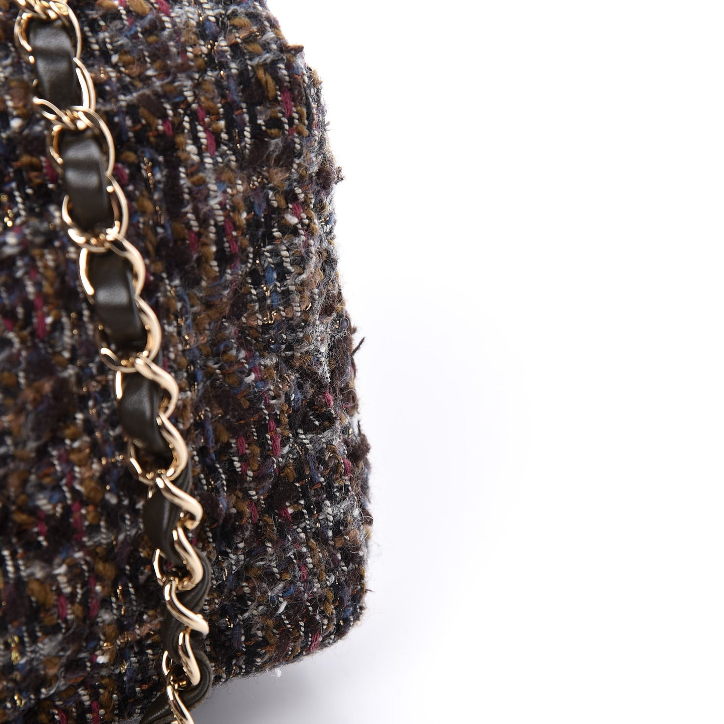 Tweed Quilted Mini Rectangular Flap Beige
