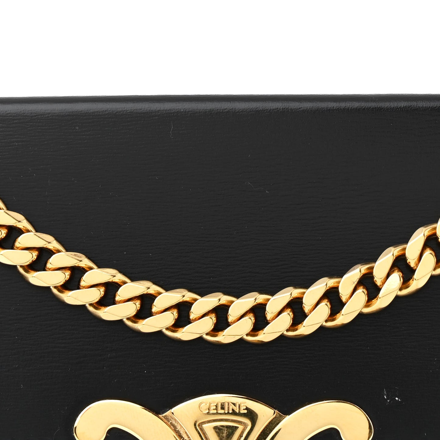 Shiny Calfskin Triomphe Chain Box Bag Black