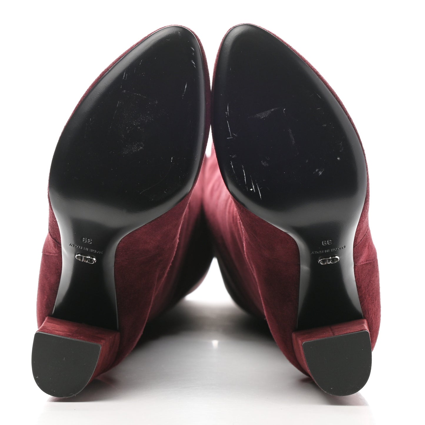 Suede Knee High Boots 39 Burgundy