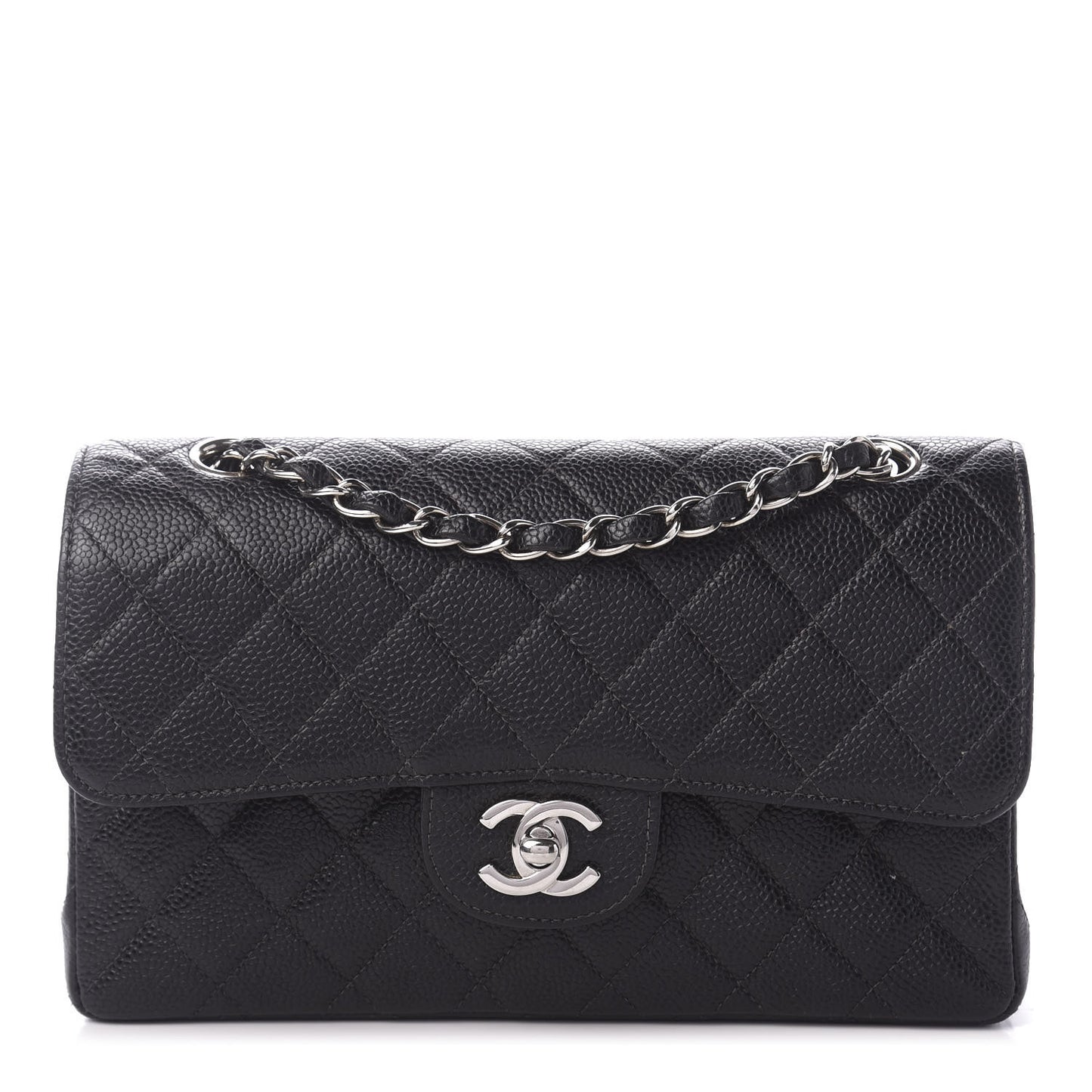 Caviar Quilted Small Double Flap Black