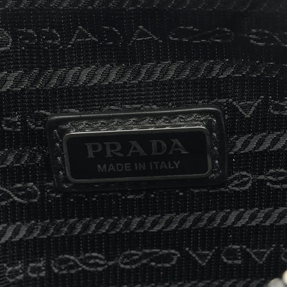 Prada Saffiano Cuir Triangle Logo Embossed Triangle Wristlet Black 6 of 8