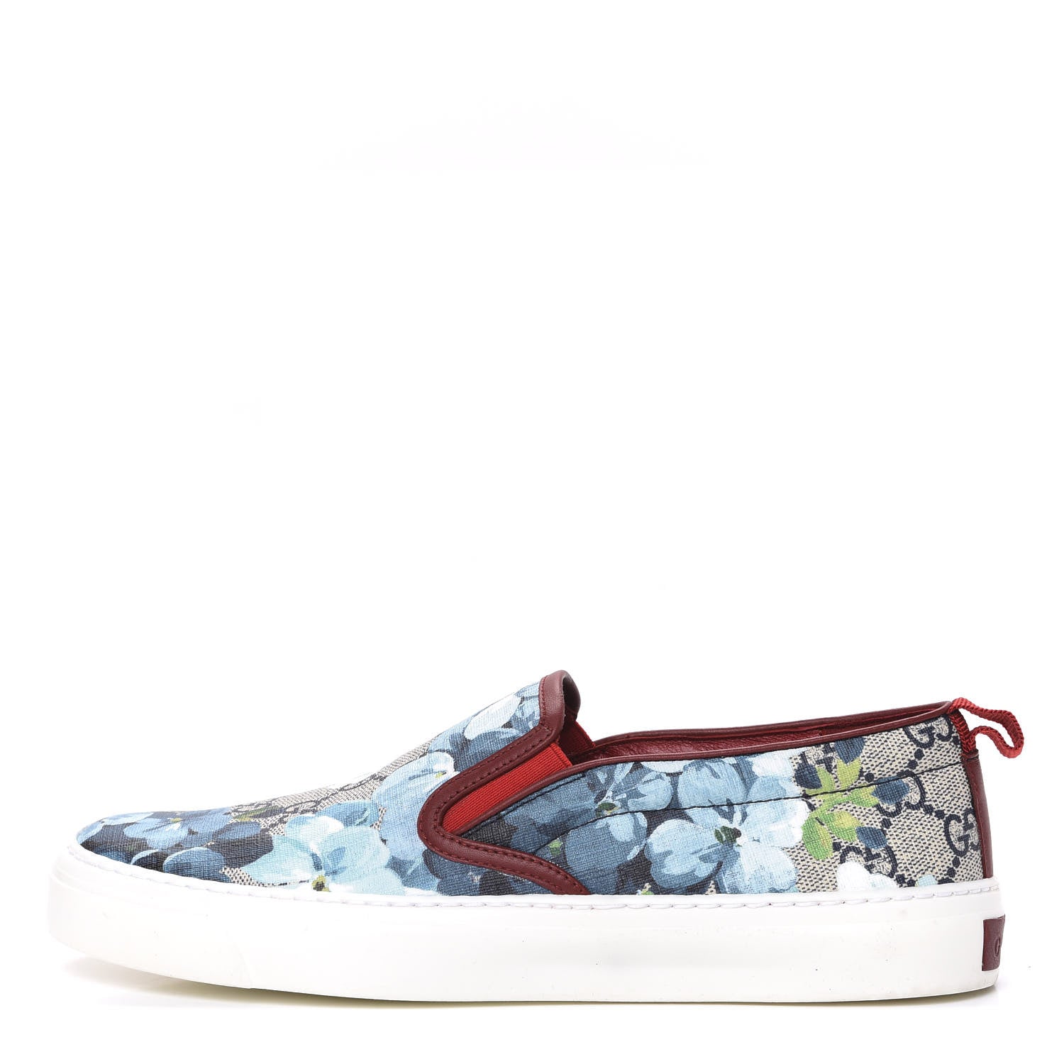 Gucci GG Supreme Monogram Blooms Womens Slip On Sneakers 37.5 Beige Blue Navy Red 1 of 8