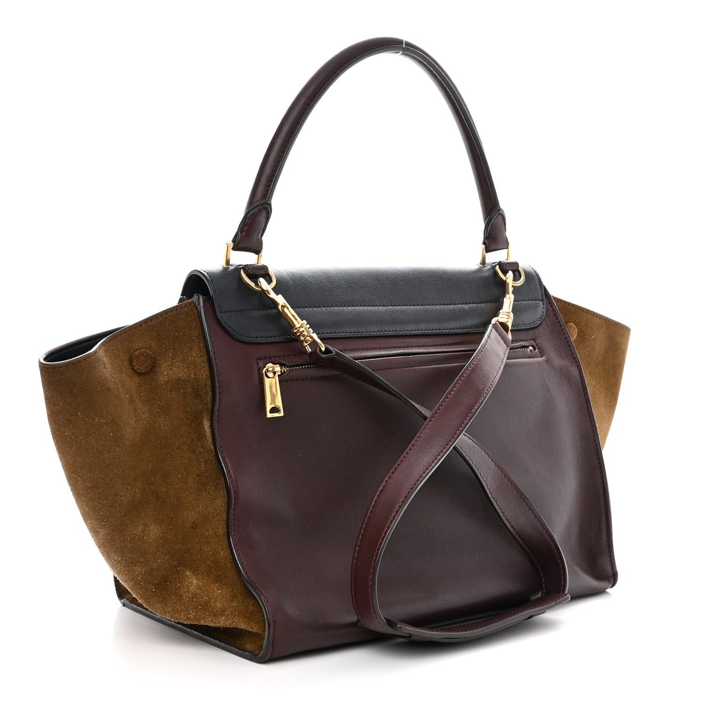 Calfskin Suede Tri-Color Medium Trapeze Burgundy