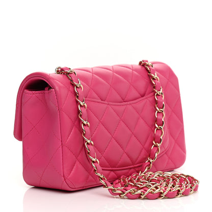 Chanel Lambskin Quilted Mini Rectangular Flap Fuchsia 3 of 22