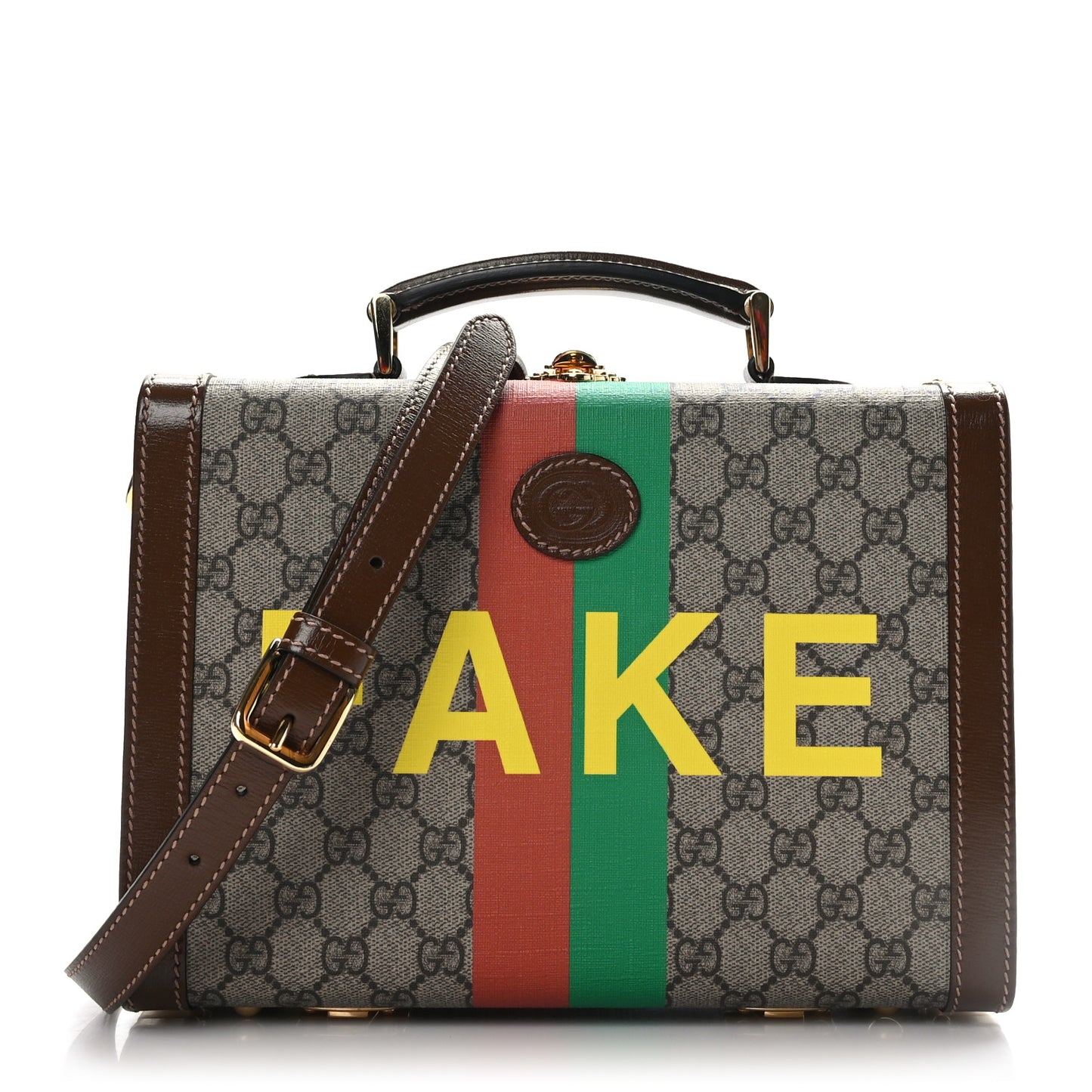 GG Supreme Monogram Azalea Calfskin Fake/Not Retro Interlocking G Beauty Case Beige Ebony Brown Sugar