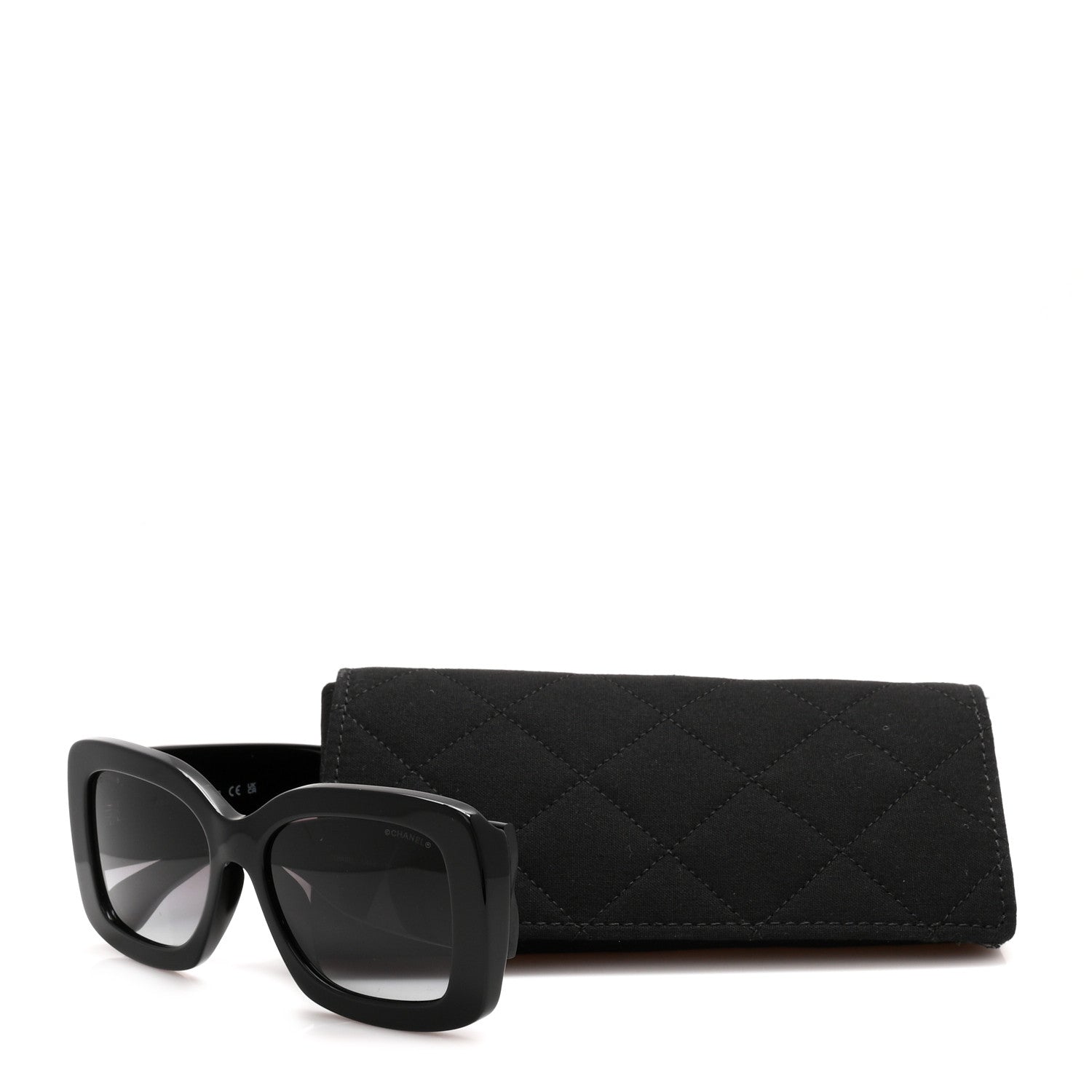 Chanel Acetate Quilted CC Rectangle Sunglasses 5483-A Black 8 of 8