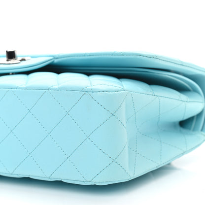 Chanel Lambskin Quilted Medium Double Flap Neon Blue 9 of 11