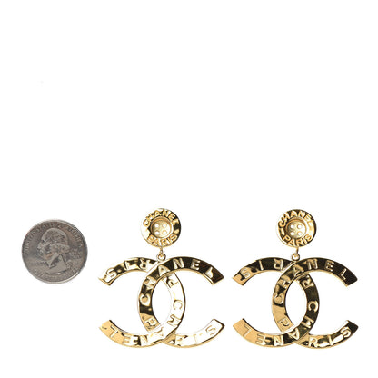 Chanel Metal Large Paris Button Earrings Gold 2 of 4