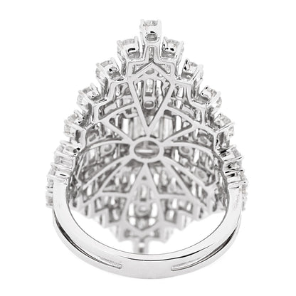 Parker & West by FASHIONPHILE 18K White Gold Diamond 2.95ctw Round Baguette Cut Cocktail Ring 53 6.5 4 of 8