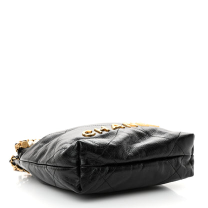 Chanel Shiny Crumpled Calfskin Quilted Pearl Mini Chanel 22 Black 4 of 11
